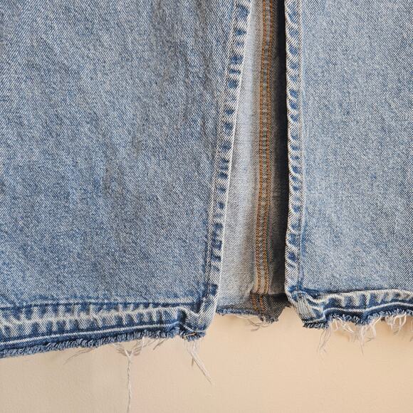 & Denim High Slit Denim Skirt, Light Wash, Ghost Hem Sz S - Picture 3 of 7